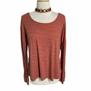 Copper Key XL burnt orange hi/low long sleeve top